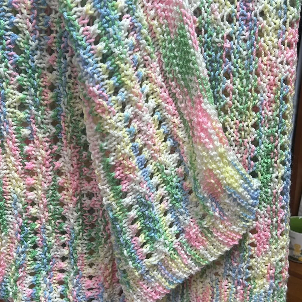 40 x 41 Hand Knit Throw Blanket Small Handmade